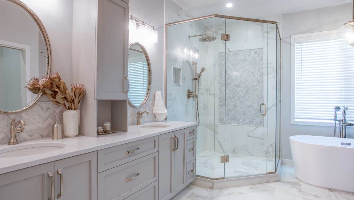 A photo of luxury ensuite bathroom renovation with bathroom interior design services by Hammerdown
