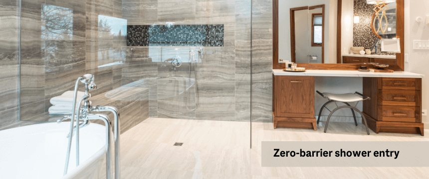 Aging-in-place renovation idea: zero barrier shower